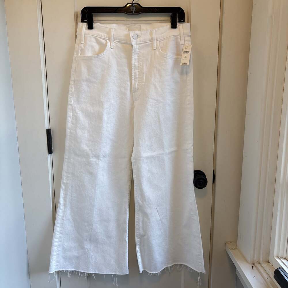 Mother Lil Hustler Roller Ankle Fray 30P NWT White Denim $228 MSRP